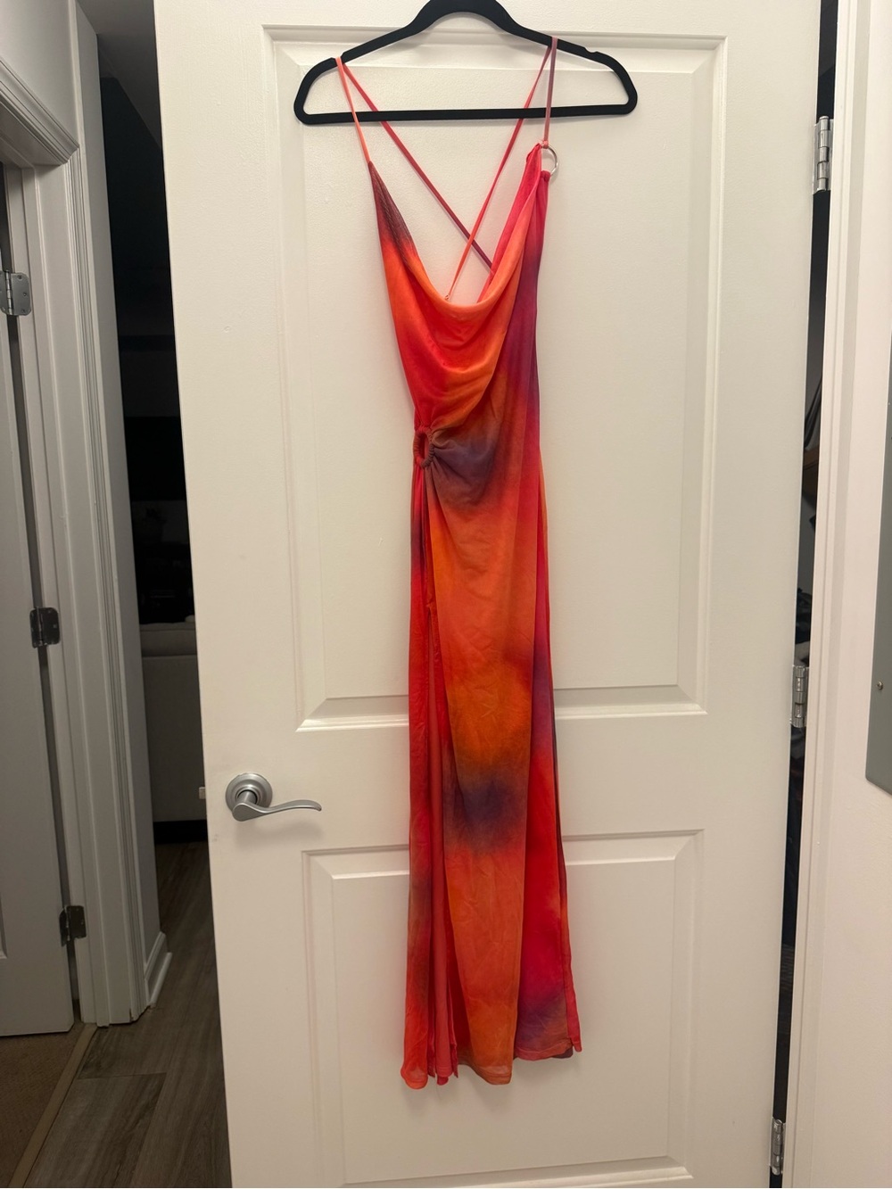 Strappy Cowl Neck Maxi Dress in Sunset Multi